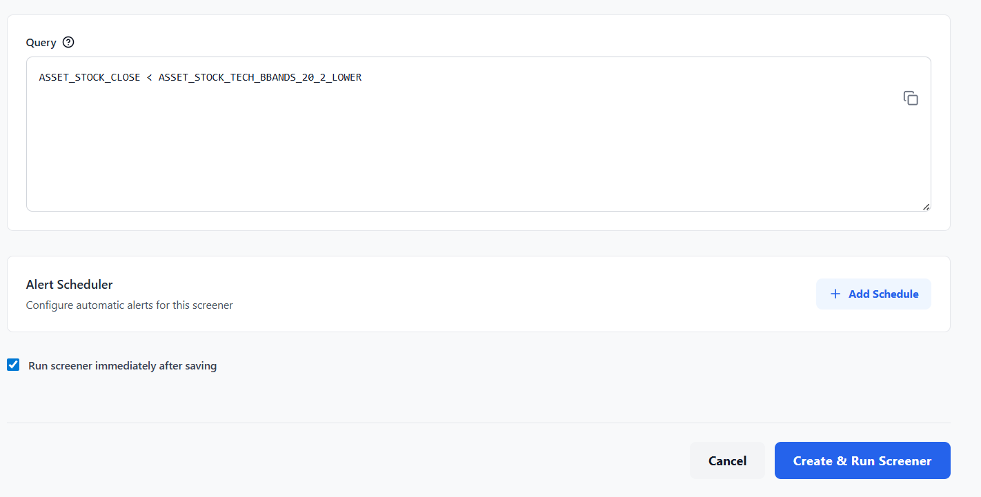 Create &amp; Run Screener